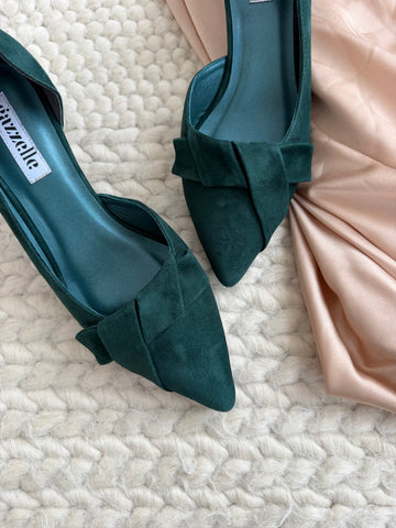 Pantofi damă din piele naturală – Verde Smarald, cu toc subțire și design elegant Be the Best