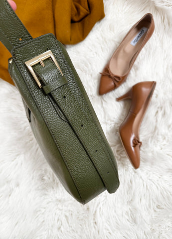 Geanta de umar din piele naturala verde oliv My Style