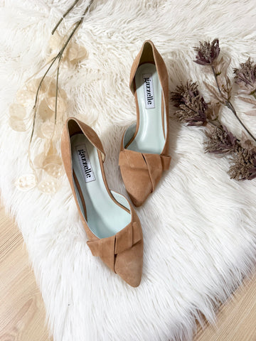 Pantofi damă din piele naturală – Camel, cu toc subțire și design elegant Be the Best