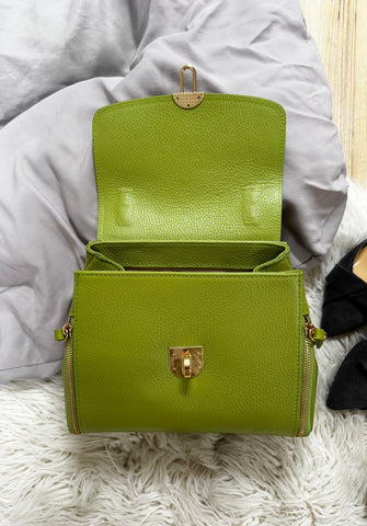 Geanta de mana din piele naturala verde intens Sweetheart