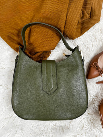Geanta de umar din piele naturala verde oliv My Style