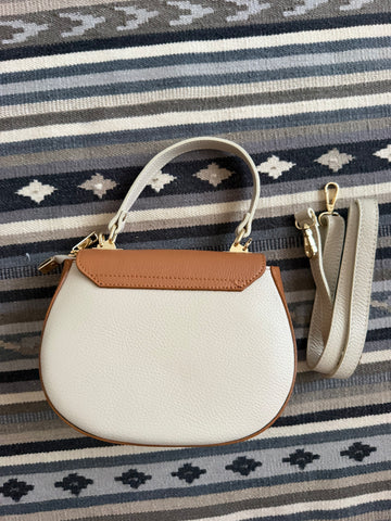 NEW Geanta eleganta din piele naturala Crem si Camel Precious