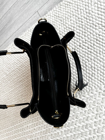 Geanta de mana din piele naturala neagra Diva