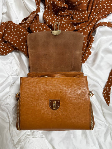 Geanta de mana din piele naturala camel Sweetheart