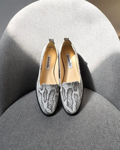 Mocasini Little Sweet Kiss Sarpe Alb Negru