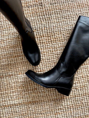 Cizme dama din piele naturala neagra Flow