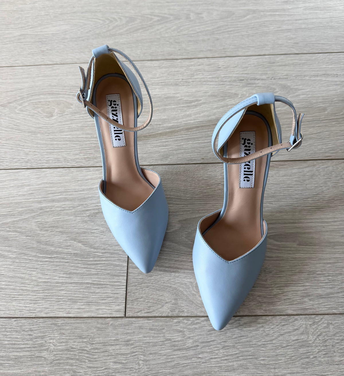 NEW Pantofi damă din piele naturală – Bleu, cu toc subțire și bareta pe gleznă International Star Bleu