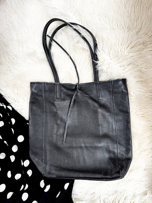 Geantă shopper din piele naturală neagra