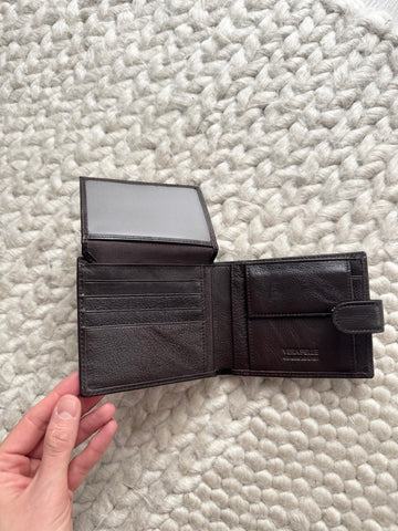 NEW Portofel barbatesc piele naturala maro inchis