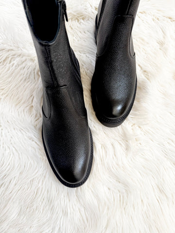 NEW Bocanci damă din piele naturală si talpa groasa CloseUp negru