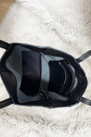 Geantă shopper din piele naturală neagra