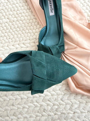 Pantofi damă din piele naturală – Verde Smarald, cu toc subțire și design elegant Be the Best