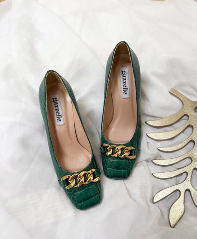 Pantofi My Vibe Verde Croco