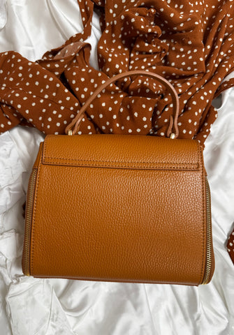 Geanta de mana din piele naturala camel Sweetheart