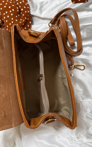 Geanta de mana din piele naturala camel Sweetheart