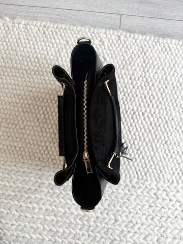 Geanta de mana din piele naturala neagra Diva