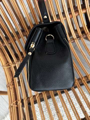 Geanta de mana din piele naturala neagra Sweetheart