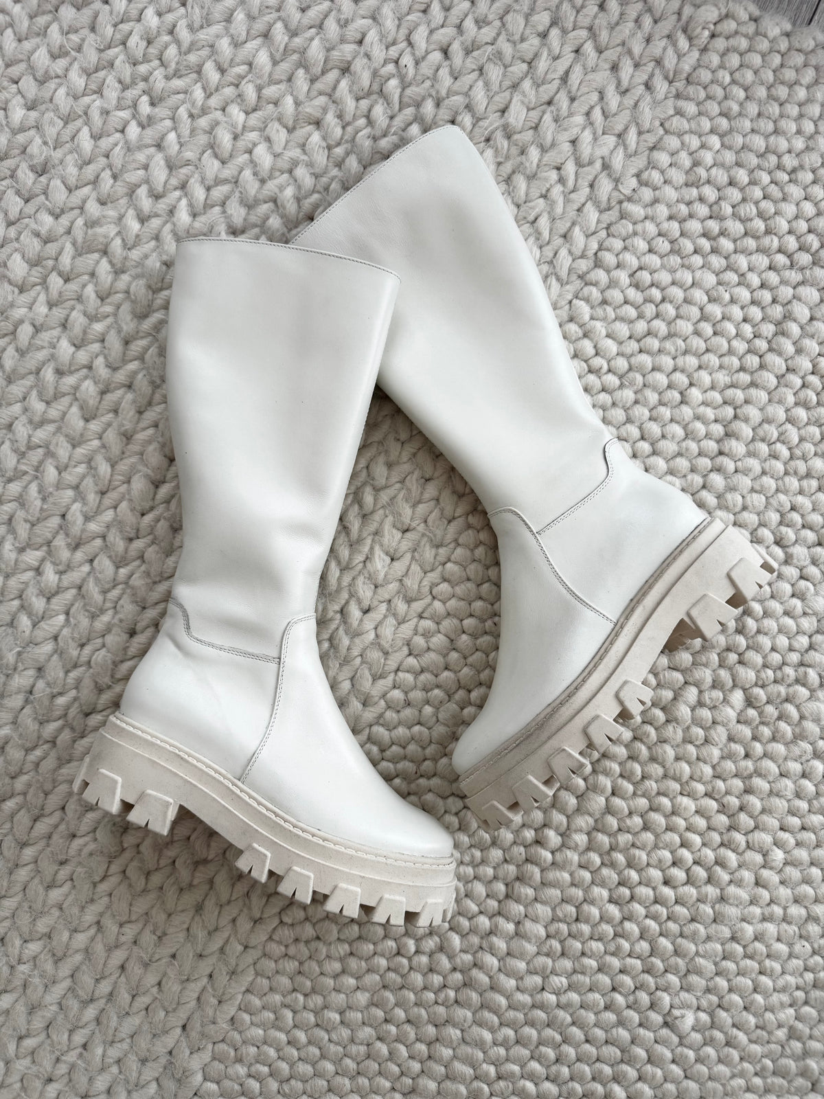 Cizme dama din piele naturala si talpa groasa Baby Ivoire