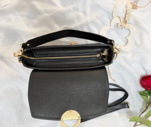 Geanta din piele naturala neagra