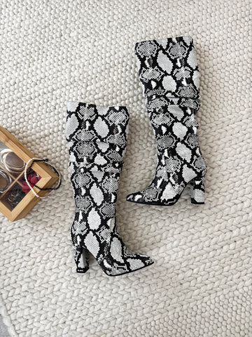 Cizme Just for You Sarpe Alb Negru