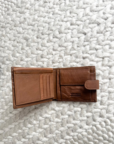 NEW Portofel barbatesc piele naturala camel inchis