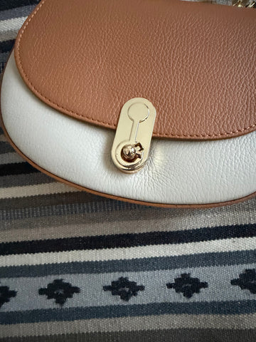 NEW Geanta eleganta din piele naturala Crem si Camel Precious