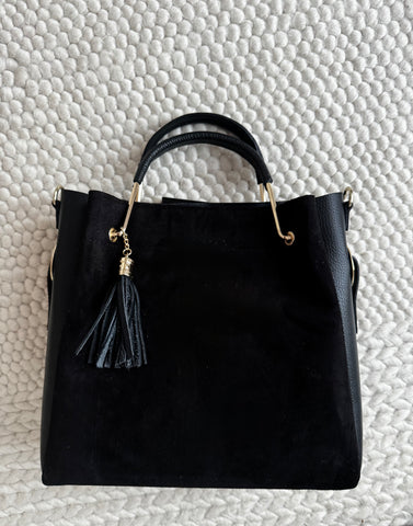 Geanta de mana din piele naturala neagra Diva