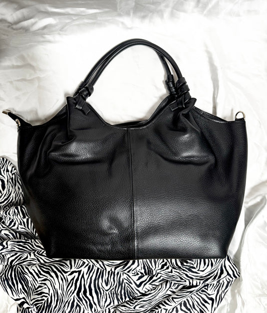 Geantă maxi din piele naturală neagra Lovely