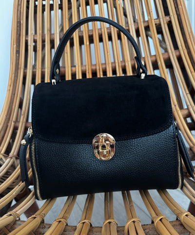 Geanta de mana din piele naturala neagra Sweetheart