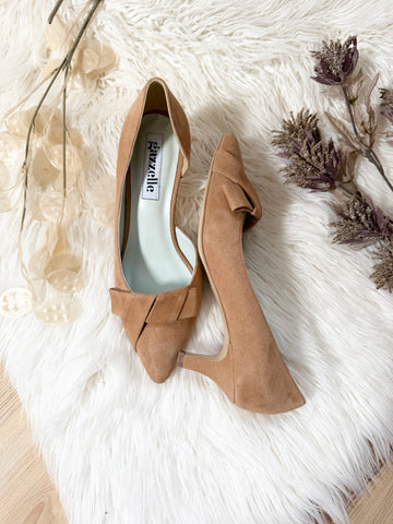Pantofi damă din piele naturală – Camel, cu toc subțire și design elegant Be the Best