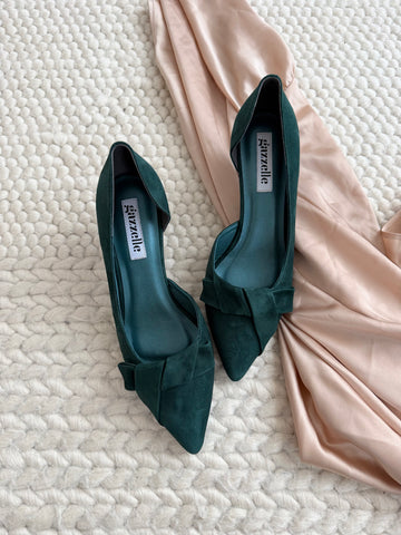 Pantofi damă din piele naturală – Verde Smarald, cu toc subțire și design elegant Be the Best