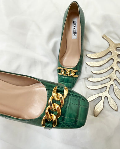 Pantofi My Vibe Verde Croco