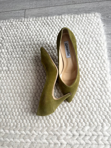 Pantofi, oliv, toc de 8 cm, marimea 34
