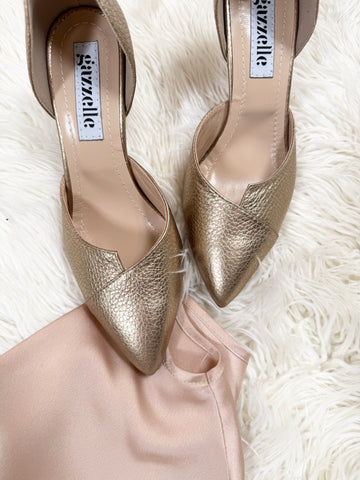 Pantofi Geometry Auriu Bej