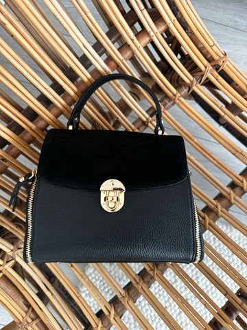 Geanta de mana din piele naturala neagra Sweetheart