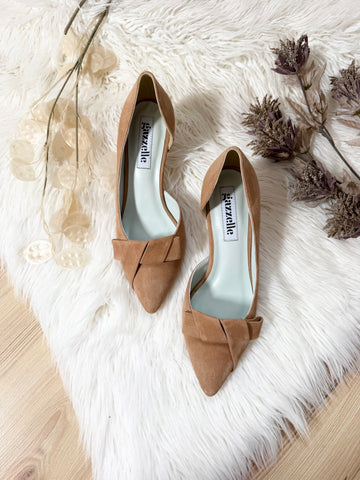 Pantofi damă din piele naturală – Camel, cu toc subțire și design elegant Be the Best