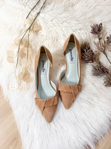 Pantofi damă din piele naturală – Camel, cu toc subțire și design elegant Be the Best