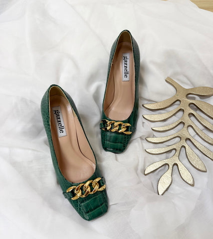 Pantofi My Vibe Verde Croco