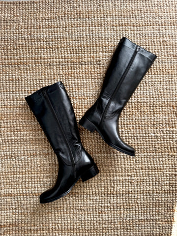 Cizme dama din piele naturala neagra Flow