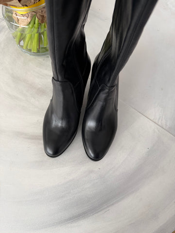 Cizme, negru, toc de 6 cm, marimea 37