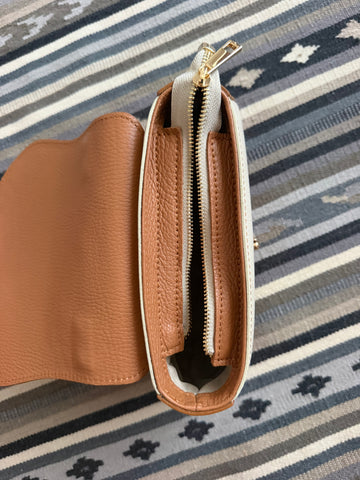 NEW Geanta eleganta din piele naturala Crem si Camel Precious