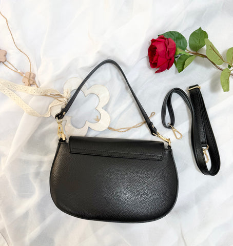 Geanta din piele naturala neagra