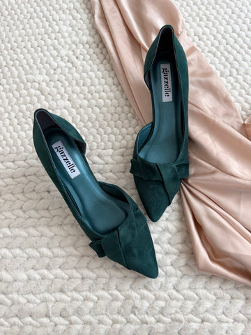 Pantofi damă din piele naturală – Verde Smarald, cu toc subțire și design elegant Be the Best