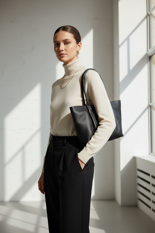 Geantă maxi din piele naturală neagra Create Space
