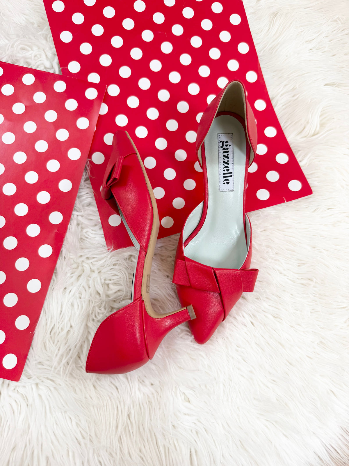 Pantofi damă din piele naturală – Roșu, cu toc subțire și fundă elegantă Smile and Love