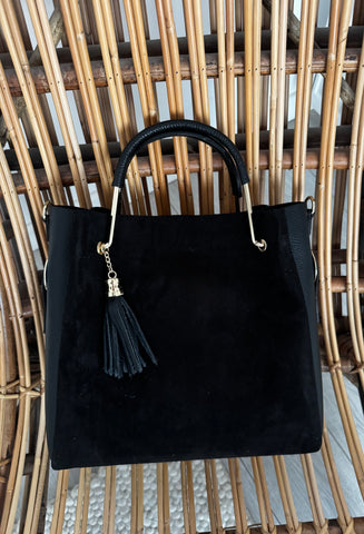 Geanta de mana din piele naturala neagra Diva