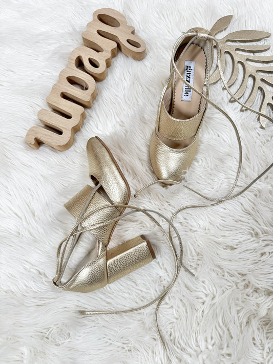 Pantofi Ballerina Love Auriu Bej