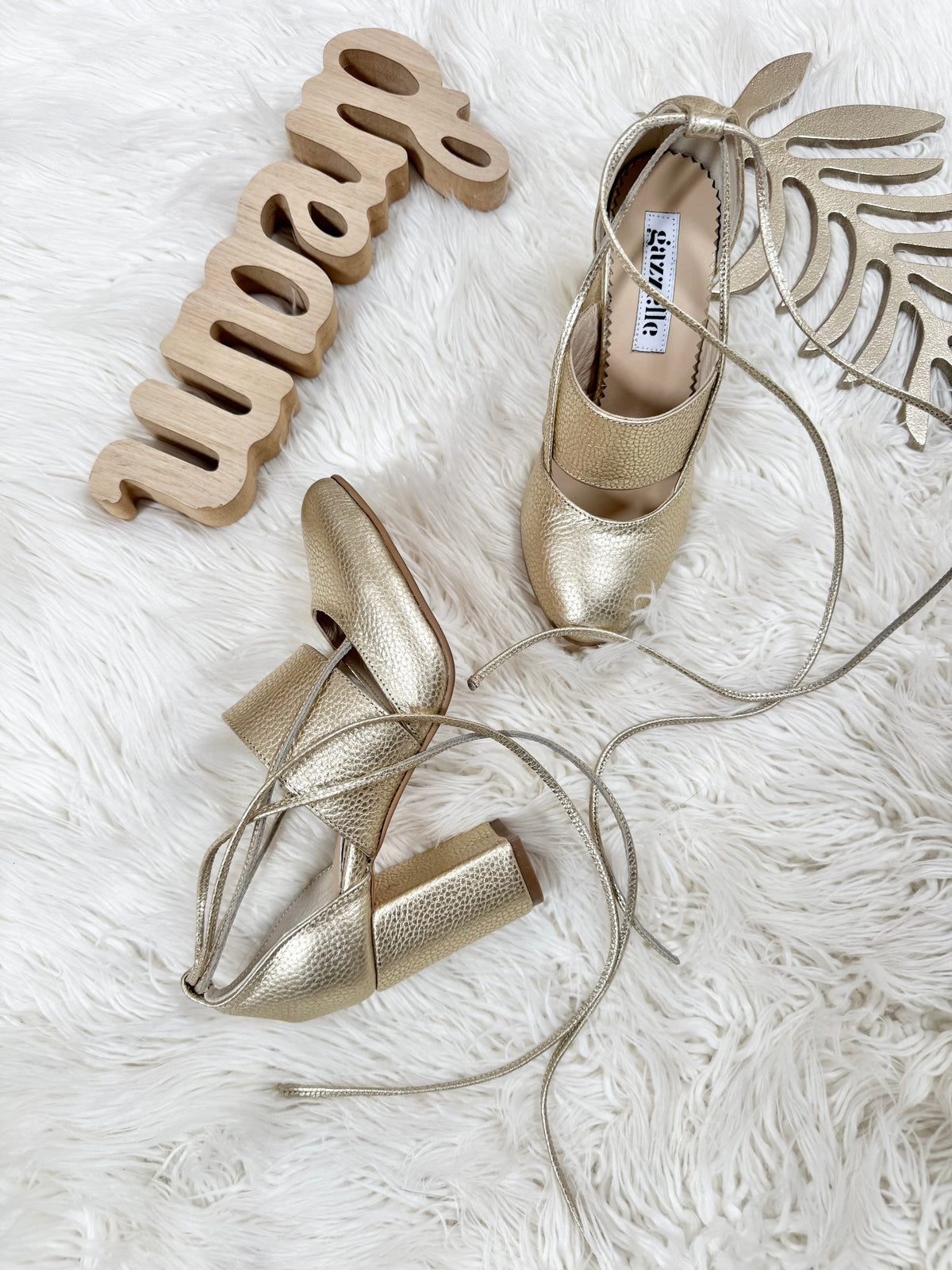 Pantofi Ballerina Love Auriu Bej