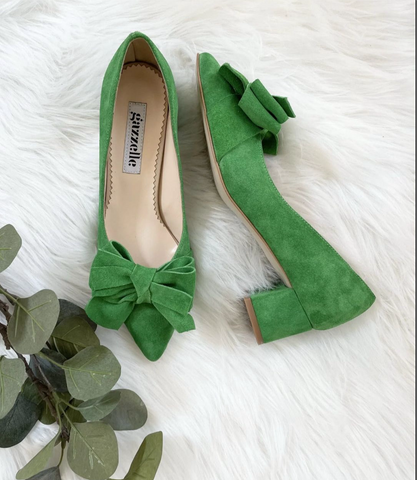 Pantofi, verde, toc de 5 cm, marimea 38
