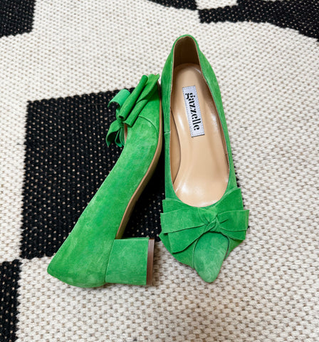 Pantofi, verde, toc de 5cm, marimea 38